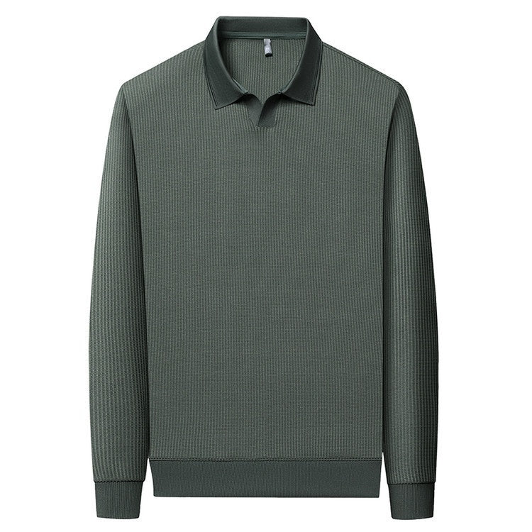 New Men's Vertical Stripes Solid Color T-shirt Bottoming Shirt