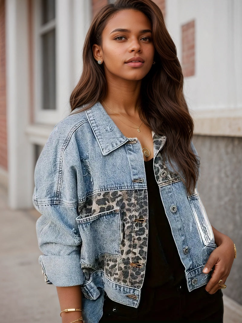 Women's Leopard Patch Short Jacket