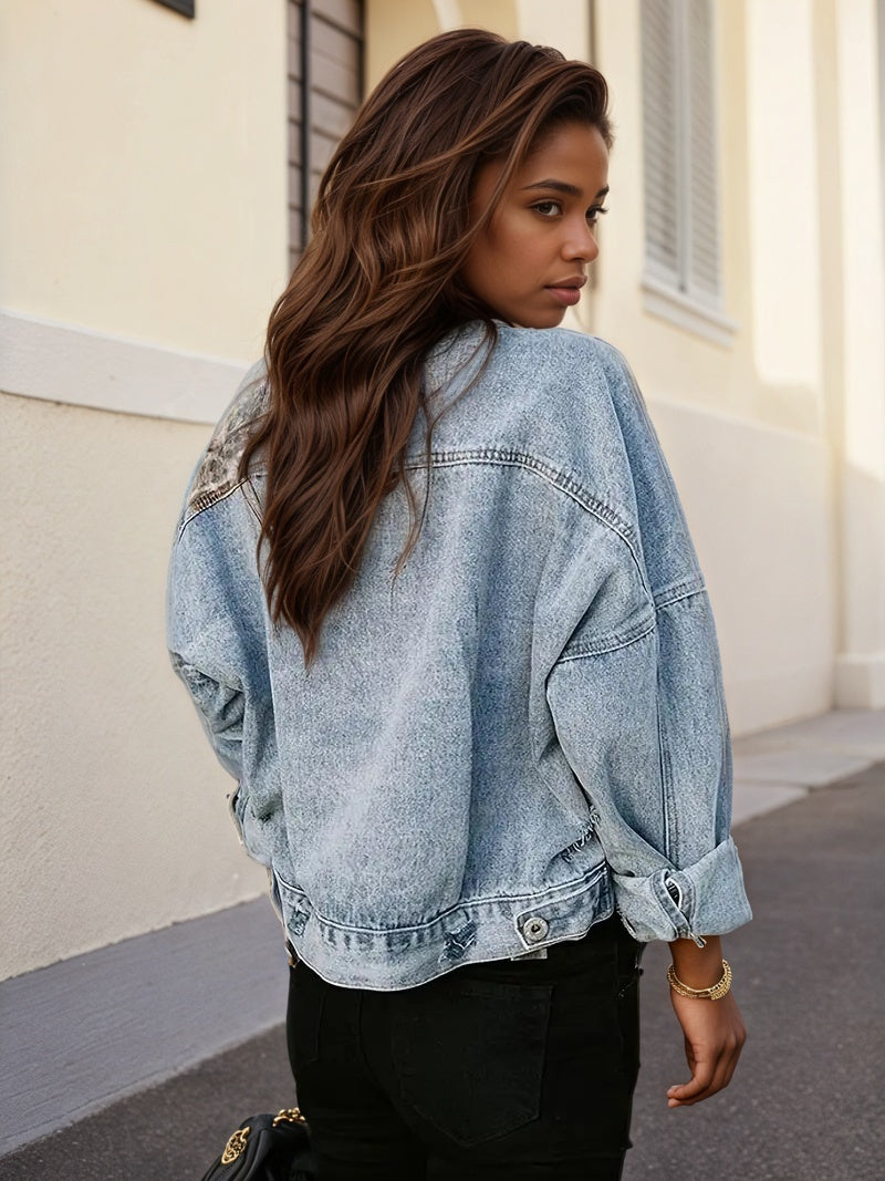 Women's Leopard Patch Short Jacket