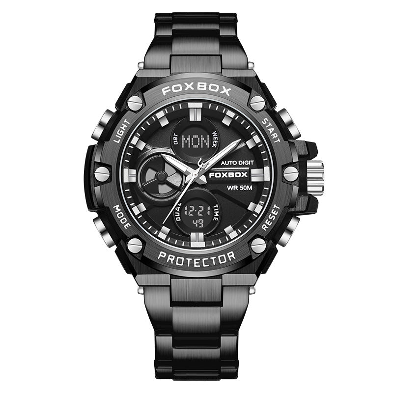 Fashion Double Display Luminous Electronic Watch Sports Quartz Steel Watch